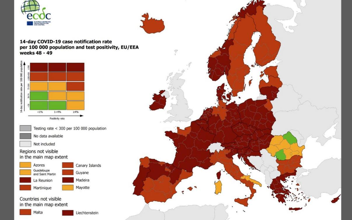 Covid Mappa Ecdc In Italia Solo Regioni In Giallo Rosso Scuro